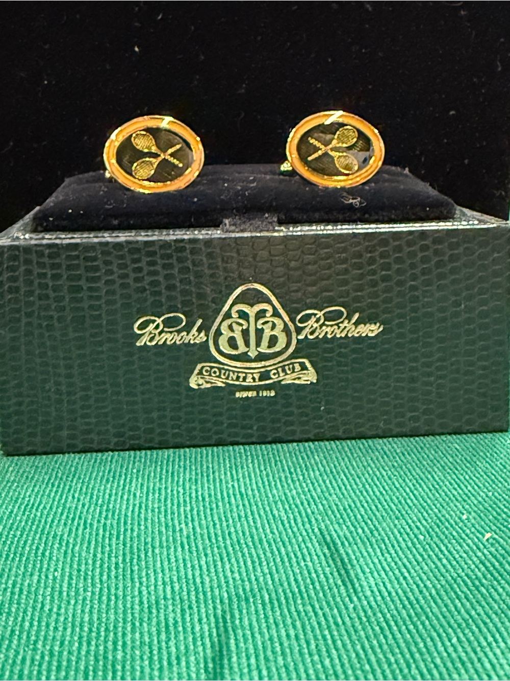 Brooks Brothers Gold and Black Tennis Racket Cufflinks